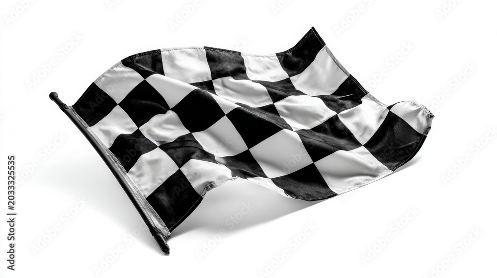 Obraz premium Racing flag on white background