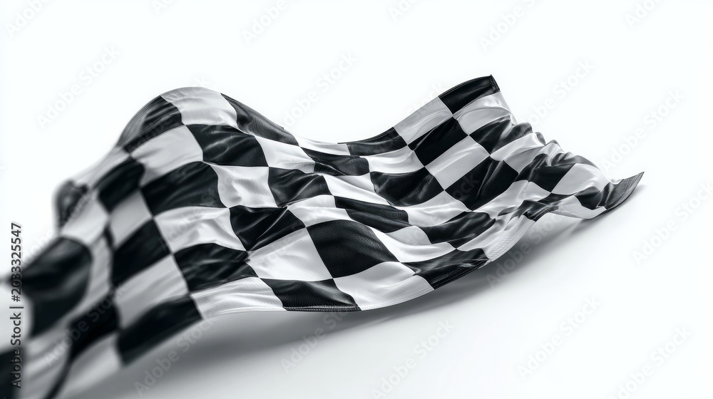 Fototapeta premium Racing flag on white background