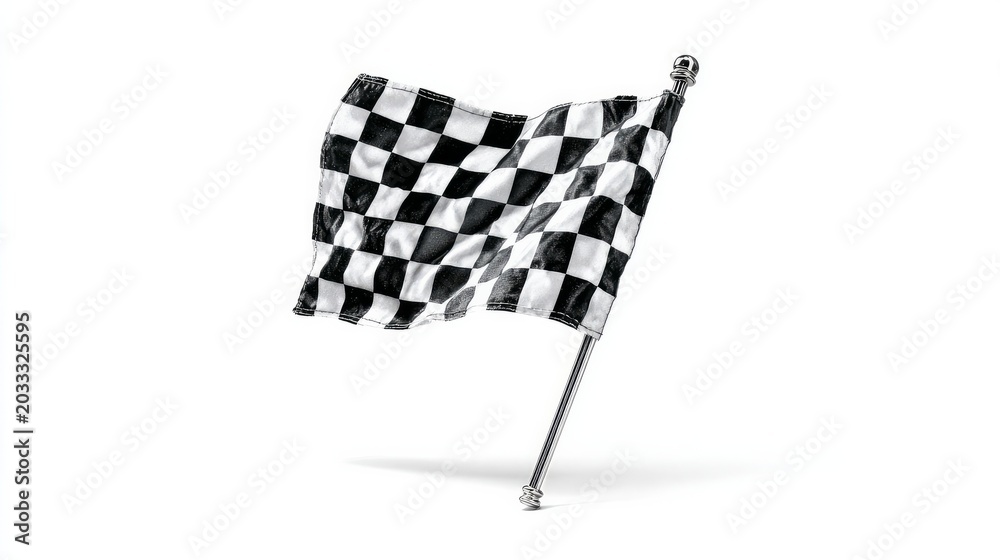 Fototapeta premium Racing flag on white background