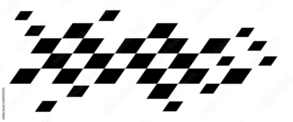 Foto Distorted checkered flag speed pattern, pixelated racing motion design for motor