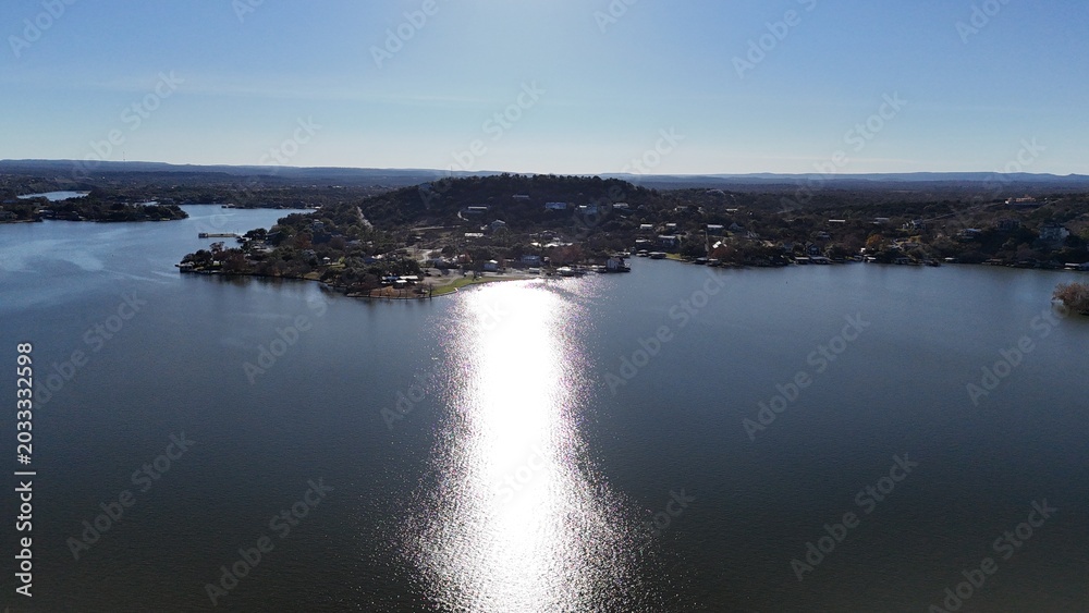 Fototapeta premium Texas Hill Country - aerial view overlooking the Highland Lakes
