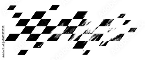 Distorted checkered flag speed pattern, pixelated racing motion design for motorsport graphics and layouts, transparent background