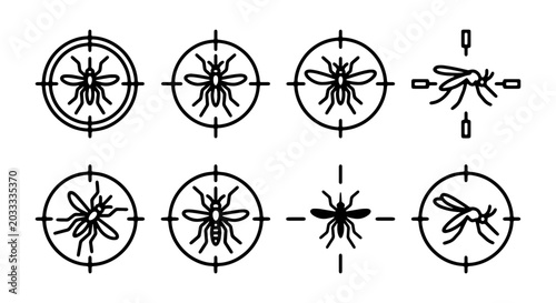 Tableau sur toile Mosquito Target Icons, Pest Control Symbols, Insect Extermination Graphics, Vect