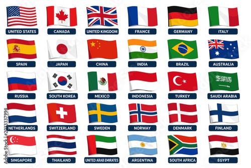 Collection of National Flags from Around the World