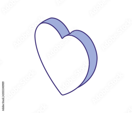 Heart icon. Isometric line art. Love, romance, healthcare, cardiology, emotional branding, wellness apps, medical icons.