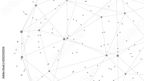 Abstract monochrome technology background with circles and linear connections, digital plexus mesh design for cybersecurity, analytics, and science visuals.