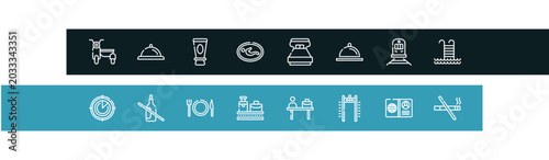Foto airport outline icon set featuring sidecar, bell reception, skin sunscreen, nursing room icons
