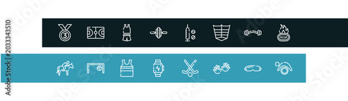 Obraz na płótnie gym outline icon set featuring bronze, basketball field, sport wear, electric unicycle icons