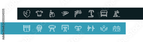 Quadro em tela soccer outline icon set featuring muscles, t-shirts, bullfight, canoeing icons