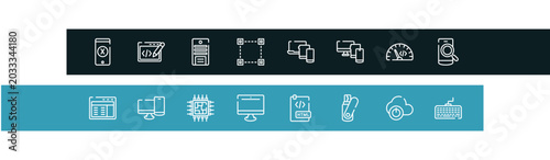 Schilderij op canvas devices outline icon set featuring os x, editing code, system unit, selection square icons