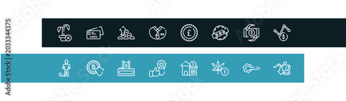 Fotografía marketing outline icon set featuring null, , ingot, dress code icons