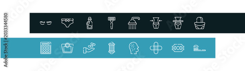 Foto pretty outline icon set featuring lashes, underclothing, softener, shaving razor icons