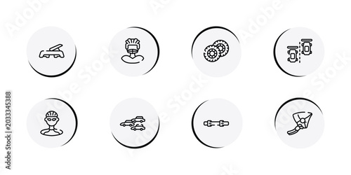 Tableau sur toile adventure sports outline icon set featuring fitness step, rugby player, pit, null icons