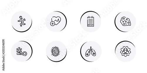 Canvas Print outline icon set featuring physical, health, report, amoeba icons
