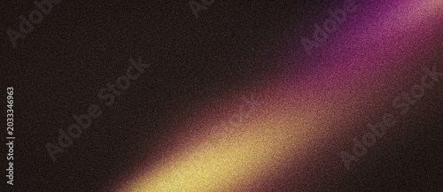 Dark grainy gradient poster background, yellow purple orange abstract shape on brown backdrop, noise texture header web banner, brochure cover or event invitation design