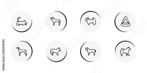 Konstfotografi dog breeds fullbody outline icon set featuring laying cat, rottweiler, shih tzu, cat playhouse icons
