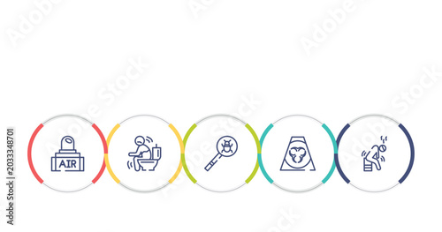Cuadro en lienzo outline icon set featuring air transmission, diarrhea, virus search, contaminated icons