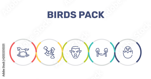 Photos birds pack outline icon set featuring horse rocker, null, vampire, hammock icons