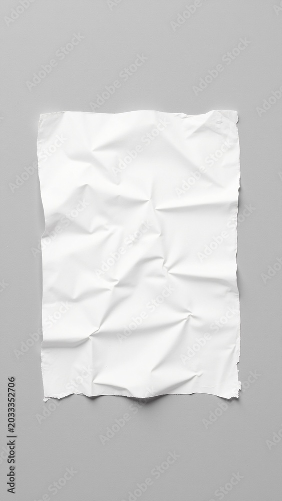 Obraz premium Wrinkled White Paper Mockup on Wall