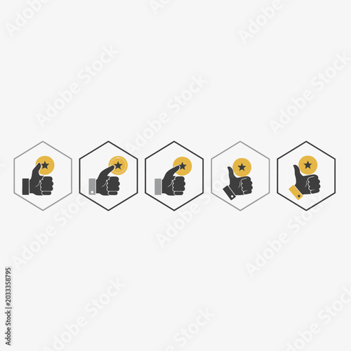 icons of industrial machines with yellow circles.