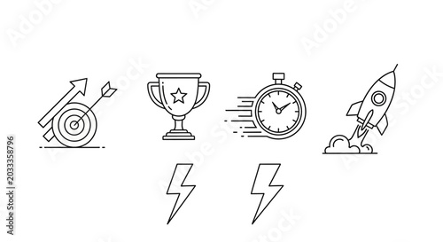 Collection of business and achievement icons.