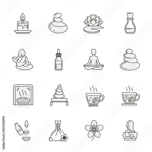 A collection of icons representing relaxation and wellness concepts.