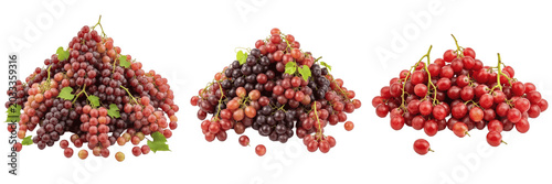 Foto Set and collection of fresh organic delicious red seedless grapes pile or big sw
