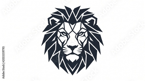 Geometric Lion Head Emblem - A Modern and Stylized Representation of a Majestic Creature