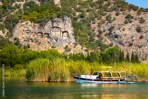 Famous Lycian Tombs of ancient Caunos town, Dalyan, Turkey