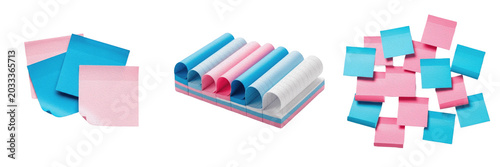 Принти на полотні Set and collection of roll of blue and pink foam sheet layers floor underlay ins