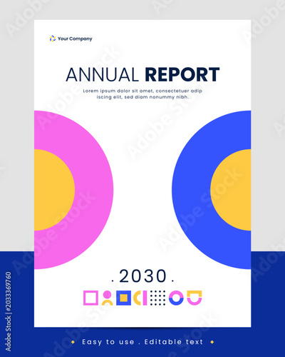Professional Annual Report Cover with Abstract Shapes