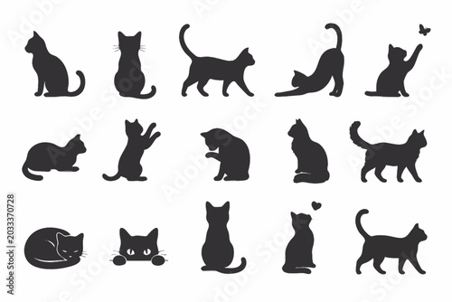 Quadro su tela set of cats silhouettes