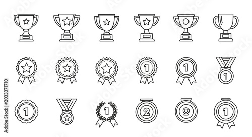 Collection of award icons and medals.
