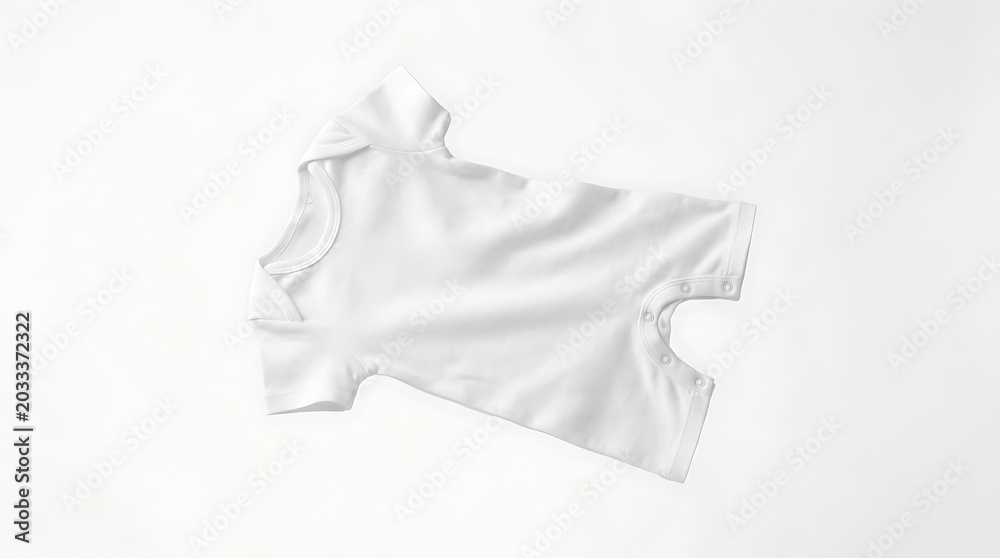 Fototapeta premium Isolated blank white baby romper mockup for apparel design template cotton fabric clothing for infants and newborns