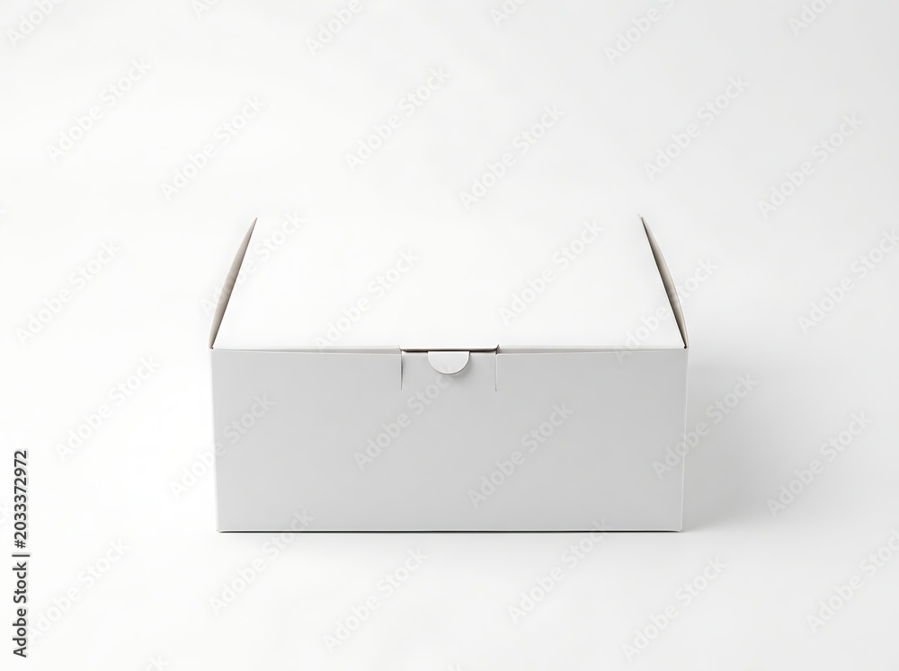 Naklejka premium Isolated closed square cardboard delivery box mockup for shipping packaging storage parcel distribution courier service