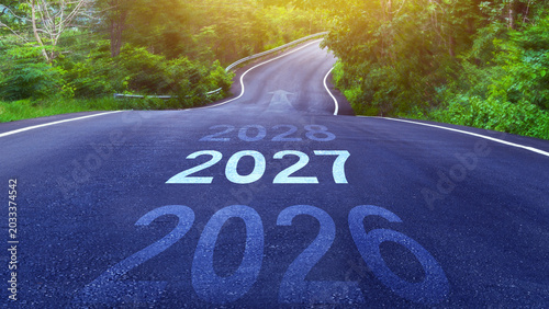 Fotografie 2027 New Year Transition and Future Planning Concept on asphalt road