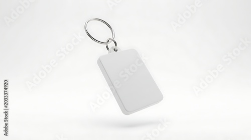 Isolated empty rectangular rubber keychain mockup for custom branding, corporate merchandise design, promotional gear