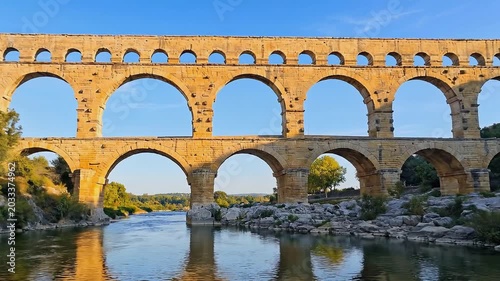 Pont du Gard Roman Aqueduct Majestic Arches Over Gardon River