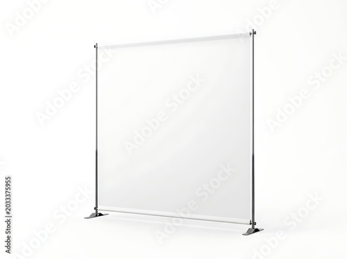 Isolated empty step and repeat banner stand for promotional backdrop display marketing showcase trade show media wall