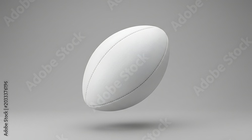Isolated blank white rugby ball mockup for sports branding design featuring realistic leather texture and stitching