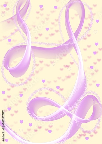 Pink hearts background with abstract lines