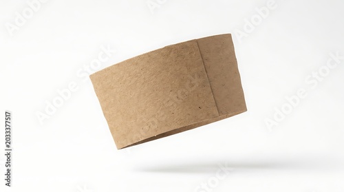 Isolated brown paper cup sleeve for coffee hot beverage branding mockup for takeaway cafe marketing and packaging design