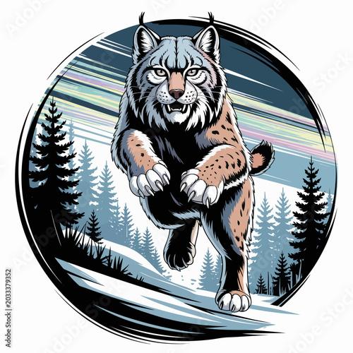 Photos Large Fierce Gray Wild Cat Running.