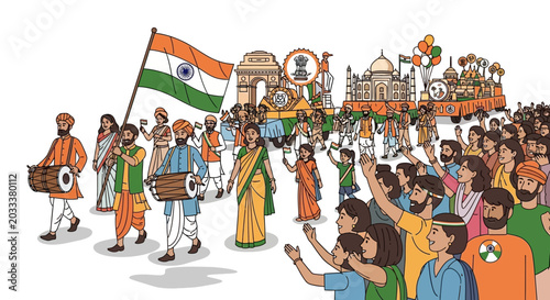 Konstfotografi Indian Republic Day Parade: People, Flag, Culture, Celebration