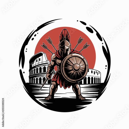 Foto Ancient Roman Warrior with Shield.