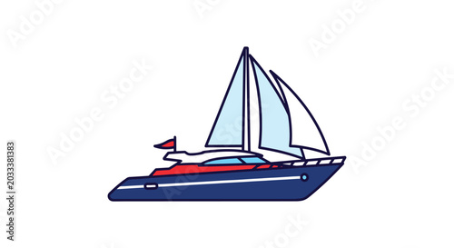 Yacht Line art vector Icon clean modern abstract illustration.eps