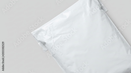 Blank white poly mailer shipping bag mockup for clothing e-commerce parcel delivery packaging and logistics branding