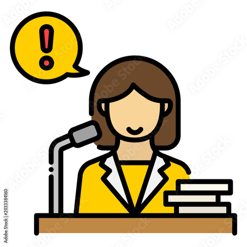Cuadro en lienzo Female spokesperson addressing microphone icon