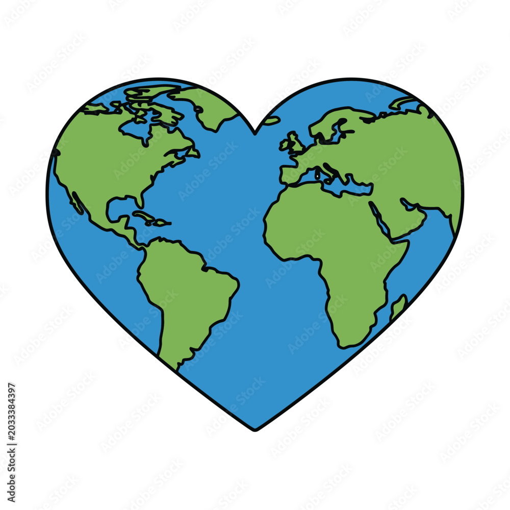 Obraz premium Heart shaped earth globe illustration.