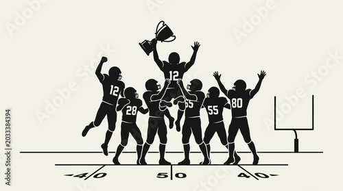 Photos American football team celebrating championship victory with a trophy